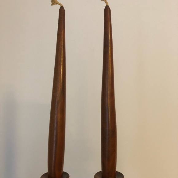 Pair of Handmade Wood Candlesticks and Candleholders - Nice! - Picture 7 of 9